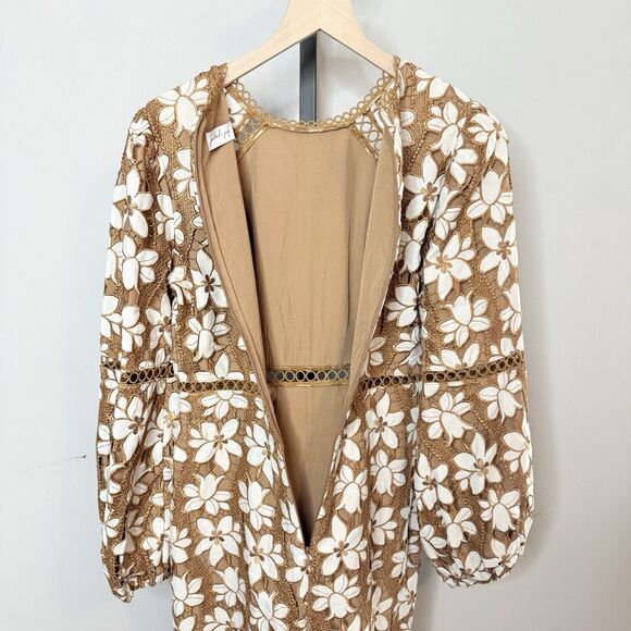 Petal & Pup Pierre Floral Long Sleeve Lace Midi Dress Size Small - Picture 7 of 9